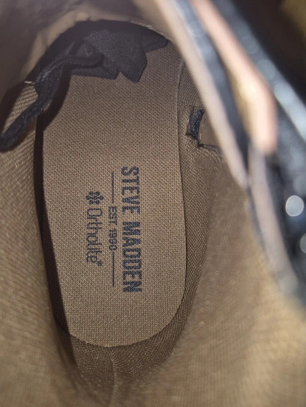 Steve Madden Black Leather Chukka Boots with Tan Lug Sole